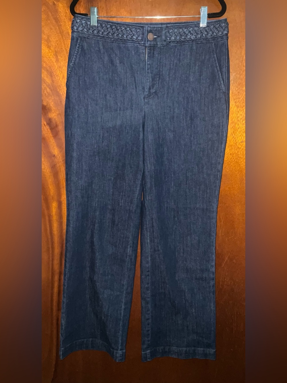 Charter Club Braided-Waist Bootcut Jeans in Dark Blue